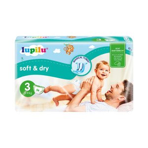 lupilu® Dětské pleny Soft & Dry, velikost 3 MIDI, 56 kusů (Žádný údaj)