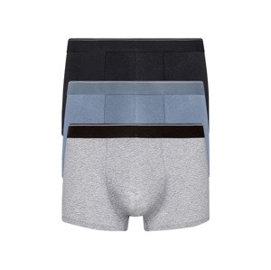 LIVERGY® Pánské boxerky s BIO bavlnou, 3 kusy (adult#male#ne#undershorts, 5/M, černá/modrá/šedá)