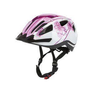 CRIVIT Dětská cyklistická helma s koncovým světlem (S, světle růžová/bílá/květy)