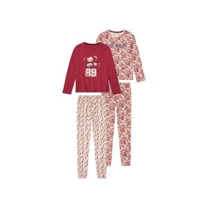 pepperts!® Dívčí pyžamo BIO, 2 kusy (158/164, růžová / červená vzorovaná )