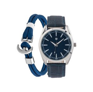 AURIOL® Pánská dárková sada (stříbrná, tmavě modrý náramek)