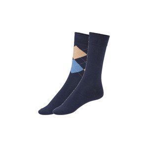 LIVERGY® Pánské ponožky s BIO bavlnou, 2 páry (39/42, vzor / navy modrá)