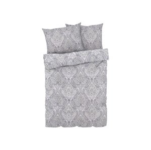 LIVARNO home Povlečení z jemného flanelu, 200 x 220 cm, 70 x 90 cm (vzor/světle šedá)