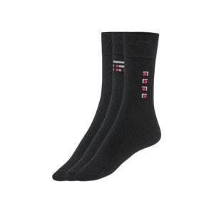 LIVERGY® Pánské ponožky, 3 páry (39/42, černá/pruhy)