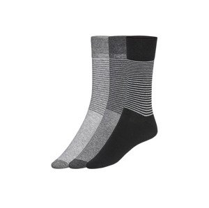 LIVERGY® Pánské ponožky s BIO bavlnou, 3 páry (39/42, šedá/černá)