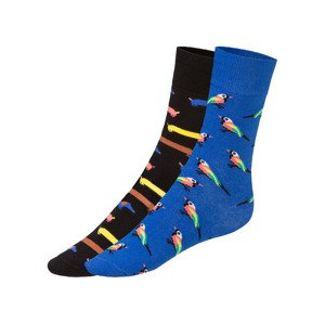 Dámské / Pánské ponožky (35/38, černá / modrá vzorovaná )