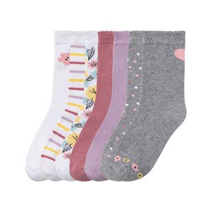 pepperts!® Dívčí ponožky s BIO bavlnou, 7 párů  (31/34, bílá / lila fialová / růžová / šedá )