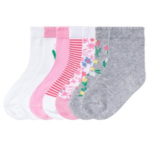 lupilu® Dívčí nízké ponožky s BIO bavlnou, 7 párů  (19/22, květiny/růžová/šedá/bílá)