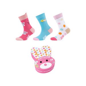 Fun Socks Dětské ponožky, 3 páry (23-28, růžová/zajíc)