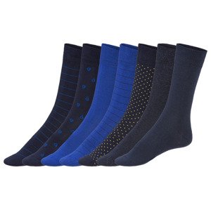 LIVERGY® Pánské ponožky s BIO bavlnou, 7 párů (39/42, navy modrá / modrá)