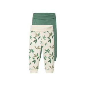 lupilu® Dětské kalhoty "Jogger" s BIO bavlnou, 2 kusy (50/56, béžová/zelená)