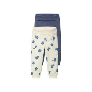 lupilu® Dětské kalhoty "Jogger" s BIO bavlnou, 2 kusy (50/56, béžová/modrá)