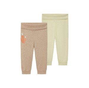 lupilu® Dětské kalhoty "Jogger" s BIO bavlnou, 2 kusy (50/56, zelená/béžová)