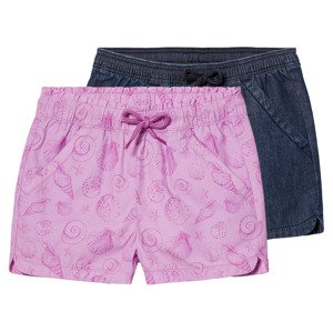 lupilu® Dívčí šortky, 2 kusy (110/116, tmavě modrá / lila fialová)