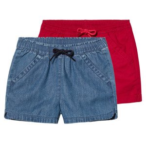 lupilu® Dívčí šortky, 2 kusy (110/116, modrá/červená)