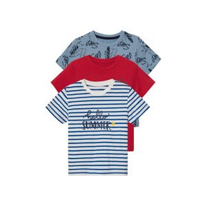 lupilu® Chlapecké triko, 3 kusy (122/128, modrá/červená/pruhy)