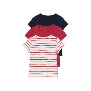 lupilu® Dívčí triko, 3 kusy (98/104, námořnická modrá / pruhy / červená)