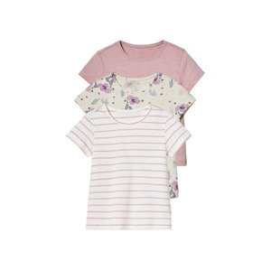 lupilu® Dívčí triko, 3 kusy (98/104, bílá / pruhy / světle růžová)