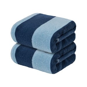 LIVARNO home Prémiový froté ručník, 50 x 100 cm, 500 g/m2, 2 kusy (tmavě modrá / světle modrá)
