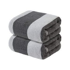 LIVARNO home Prémiový froté ručník, 50 x 100 cm, 500 g/m2, 2 kusy (tmavě šedá / světle šedá)
