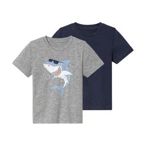 lupilu® Chlapecké triko, 2 kusy (98/104, šedá / navy modrá)