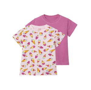 lupilu® Dívčí triko, 2 kusy (122/128, vzor světle růžová / růžová)
