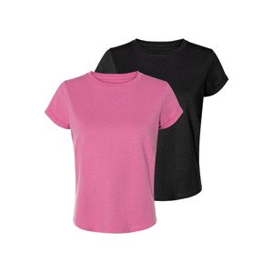 esmara® Dámské triko, 2 kusy (M (40/42), černá/růžová)