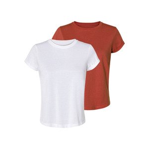 esmara® Dámské triko, 2 kusy (XS (32/34), bílá/oranžovo-hnědá)