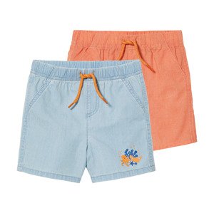 lupilu® Chlapecké kraťasy s BIO bavlnou, 2 kusy (50/56, světle modrá / oranžová)