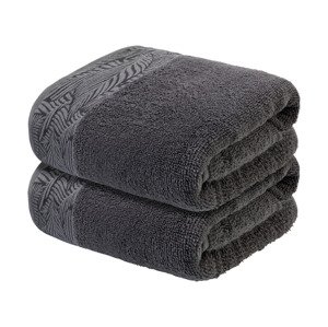 LIVARNO home Froté ručník, 50 x 100 cm, 450 g/m2, 2 kusy (tmavě šedá)