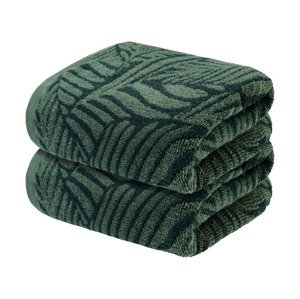 LIVARNO home Froté ručník, 50 x 100 cm, 450 g/m2, 2 kusy (tmavě zelená)