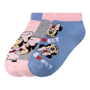 Dívčí nízké ponožky, 3 páry (23/26, modrá/šedá/růžová)