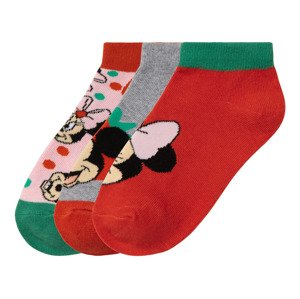 Dívčí nízké ponožky, 3 páry (31/34, šedá/červená)