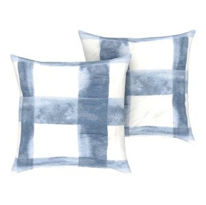 LIVARNO home Potah na polštář, 50 x 60 cm, 2 kusy (kostka/modrá/bílá)