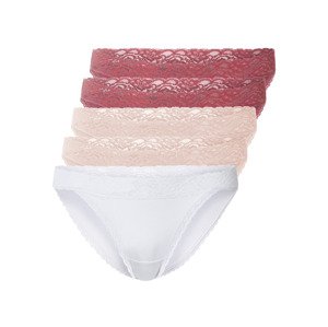 esmara® Dámské krajkové kalhotky, 5 kusů  (M (40/42), červená/růžová/bílá)
