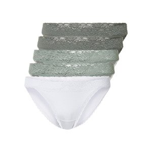 esmara® Dámské krajkové kalhotky, 5 kusů  (XL (48/50), bílá/zelená)