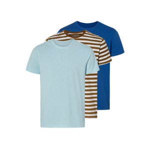 LIVERGY® Pánské triko s BIO bavlnou, 3 kusy (S (44/46), modrá / pruhovaná / světle modrá )