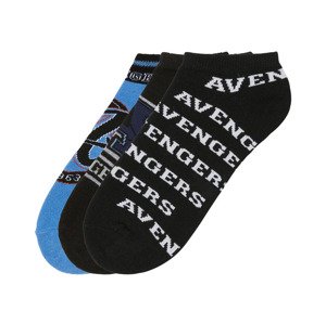Chlapecké nízké ponožky, 3 páry (35/38, vzorovaná/černá/modrá)