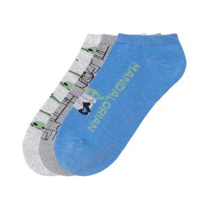 Chlapecké nízké ponožky, 3 páry (31/34, vzorovaná/šedá/modrá)