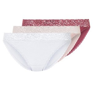esmara® Dámské krajkové kalhotky, 3 kusy (L (44/46), červená/růžová/bílá)