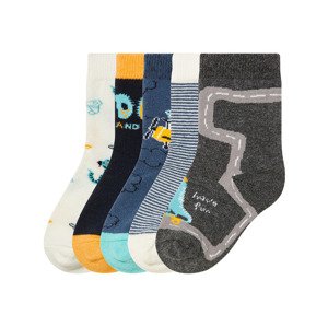 lupilu® Chlapecké ponožky s BIO bavlnou, 5 párů (19/22, krémově bílá / navy modrá / modrá / šedá)
