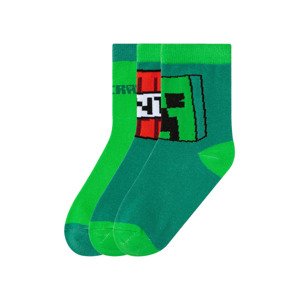 Minecraft Chlapecké ponožky, 3 páry (23/26, zelená)