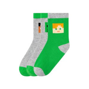 Minecraft Chlapecké ponožky, 3 páry (23/26, zelená/šedá)