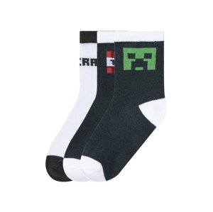 Minecraft Chlapecké ponožky, 3 páry (31/34, antracitová/bílá)