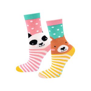 Soxo Dětské ponožky s protiskluzovými nopky, 2 páry (25/27, zvířata/barevná)