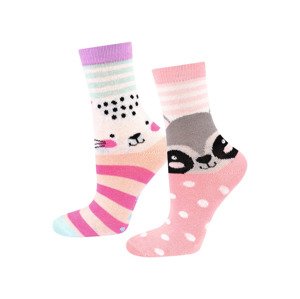 Soxo Dětské ponožky s protiskluzovými nopky, 2 páry (22/24, zvířata lila fialová/pink/tyrkysová)