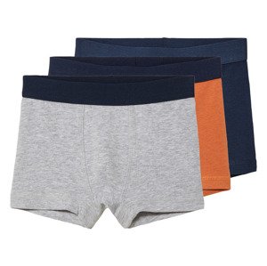 lupilu® Chlapecké boxerky s BIO bavlnou, 3 kusy (122/128, navy modrá / oranžová / šedá)