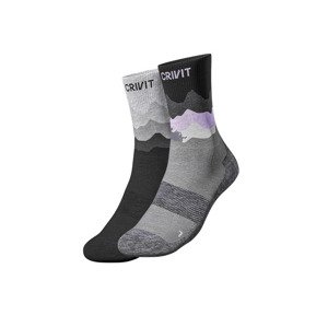CRIVIT Dámské funkční ponožky, 2 páry (35/36, tmavě šedá / lila)