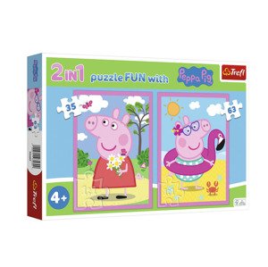 Trefl Sada puzzle 2 v 1, 35 + 63 dílků (Prasátko Peppa)