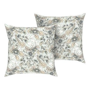 Livarno home Potah na polštář Renforcé, 60 x 50 cm, 2 kusy (květiny/zelená/hnědá)